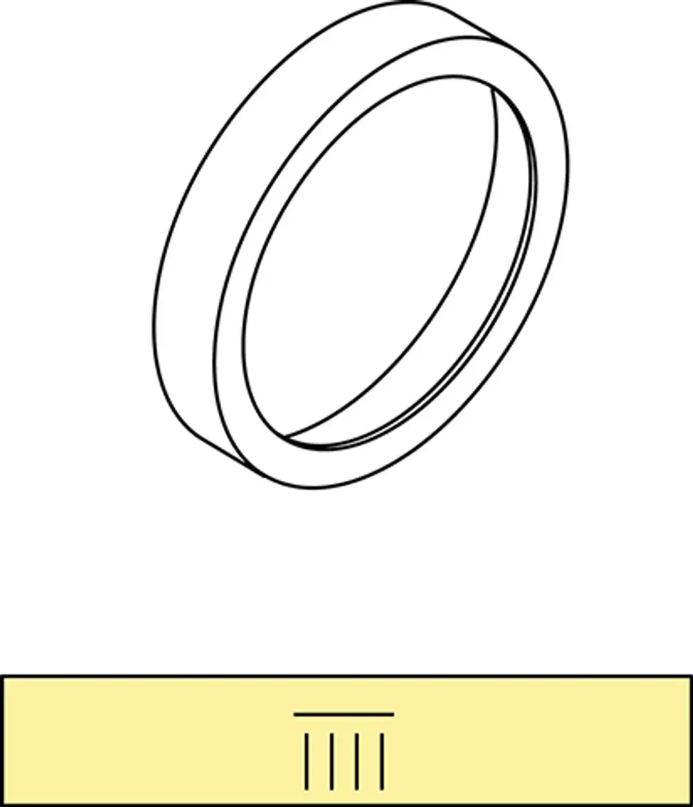 Dekorring in runder Form, abgebildet vor neutralem Hintergrund. Teil des Modells von Ideal Standard für Kopfbrausen.
